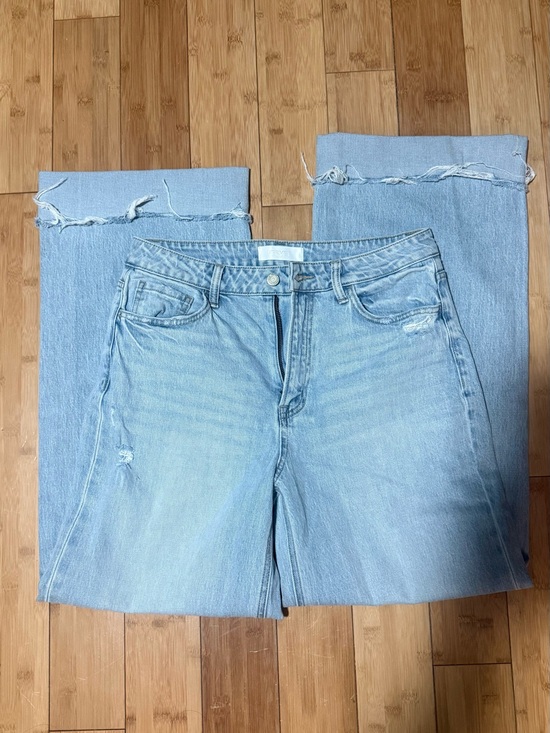 Vervet Denim - Vervet Light Blue High-Rise Wide Leg Jeans with Raw Hem